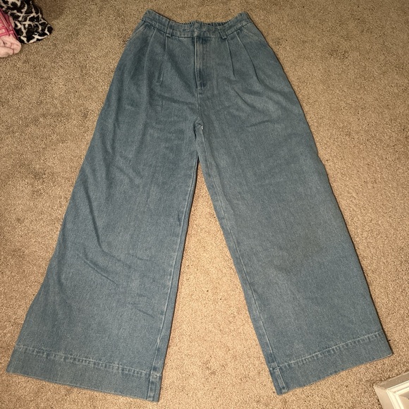 Wide-Leg Blue Jeans - Picture 1 of 3
